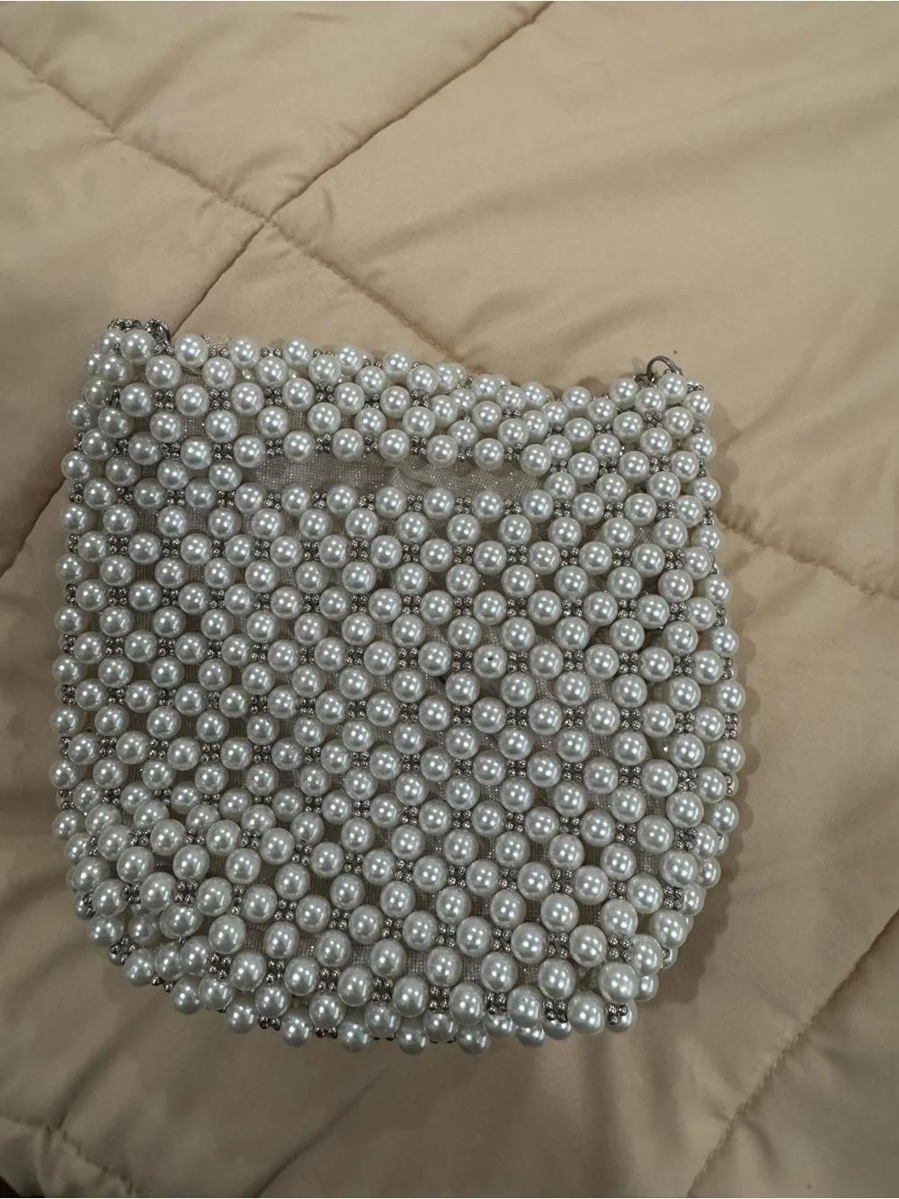 Pearl Beaded Crossbody Bag - Ivory
